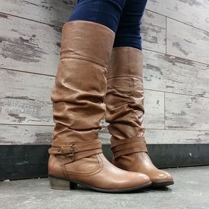 cognac slouch boots